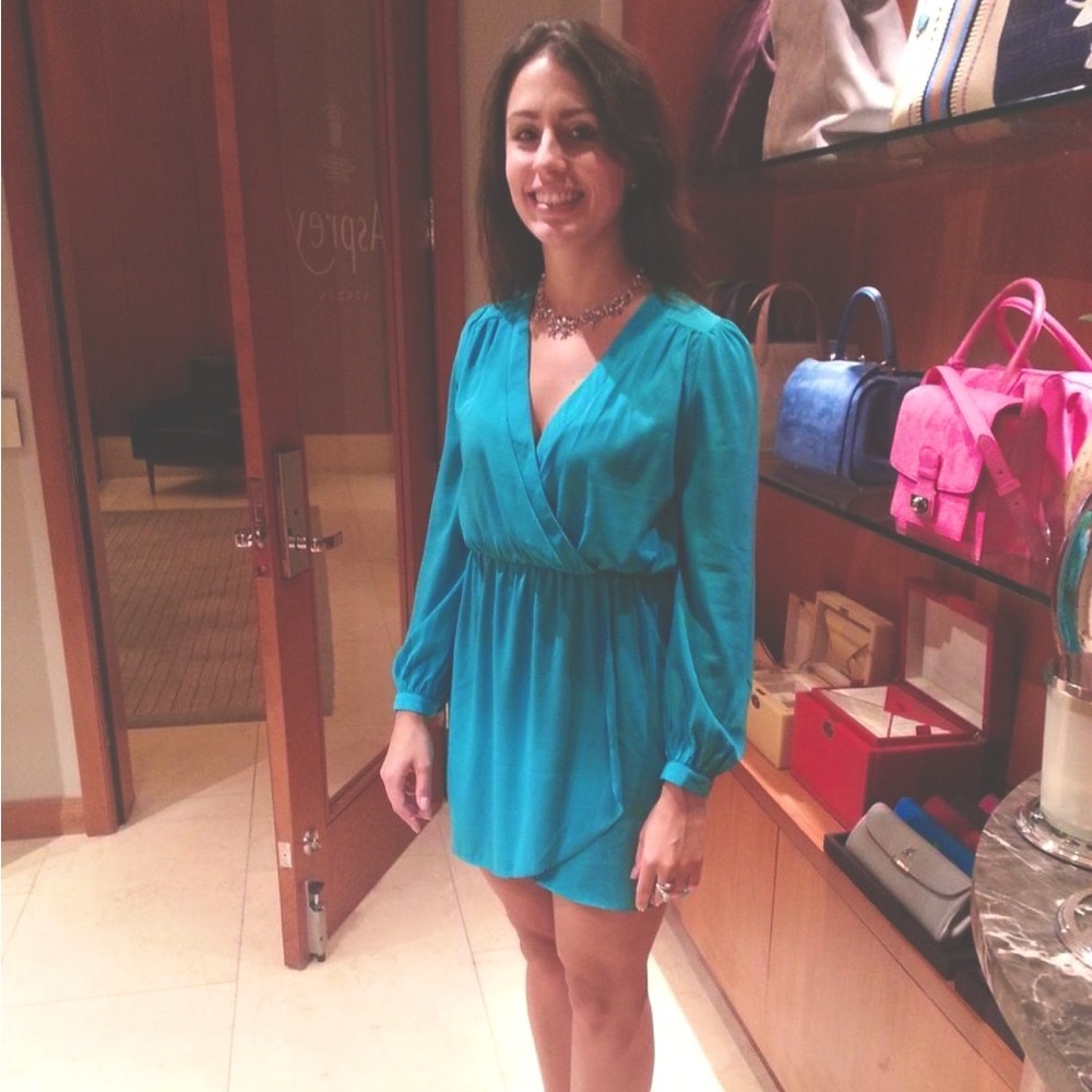 Green wrap dress. Long sleeve. Size small.
